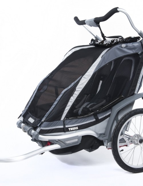 podwójny wózek/przyczepka rowerowa dla dziecka - czarna