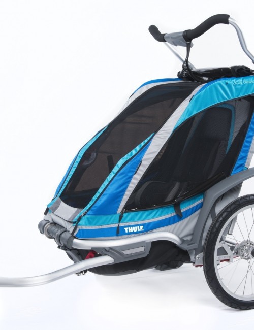 podwójny wózek/przyczepka rowerowa dla dziecka - niebieska